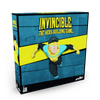 Flyboy store box for Invincible: The Hero-Building Game by THE MIGHTY HOBBY SHOP, featuring colorful artwork and game components.