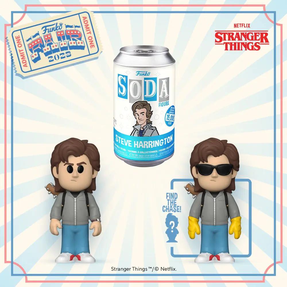 Vinyl SODA figure of Steve from Stranger Things by THE MIGHTY HOBBY SHOP, showing the character in detailed collectible form.