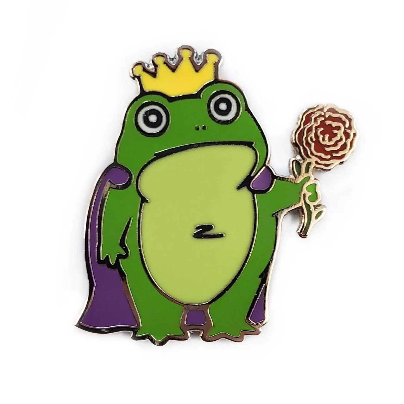 Kolorspun Frog Prince pin featuring a charming green frog design on a decorative metal pin.