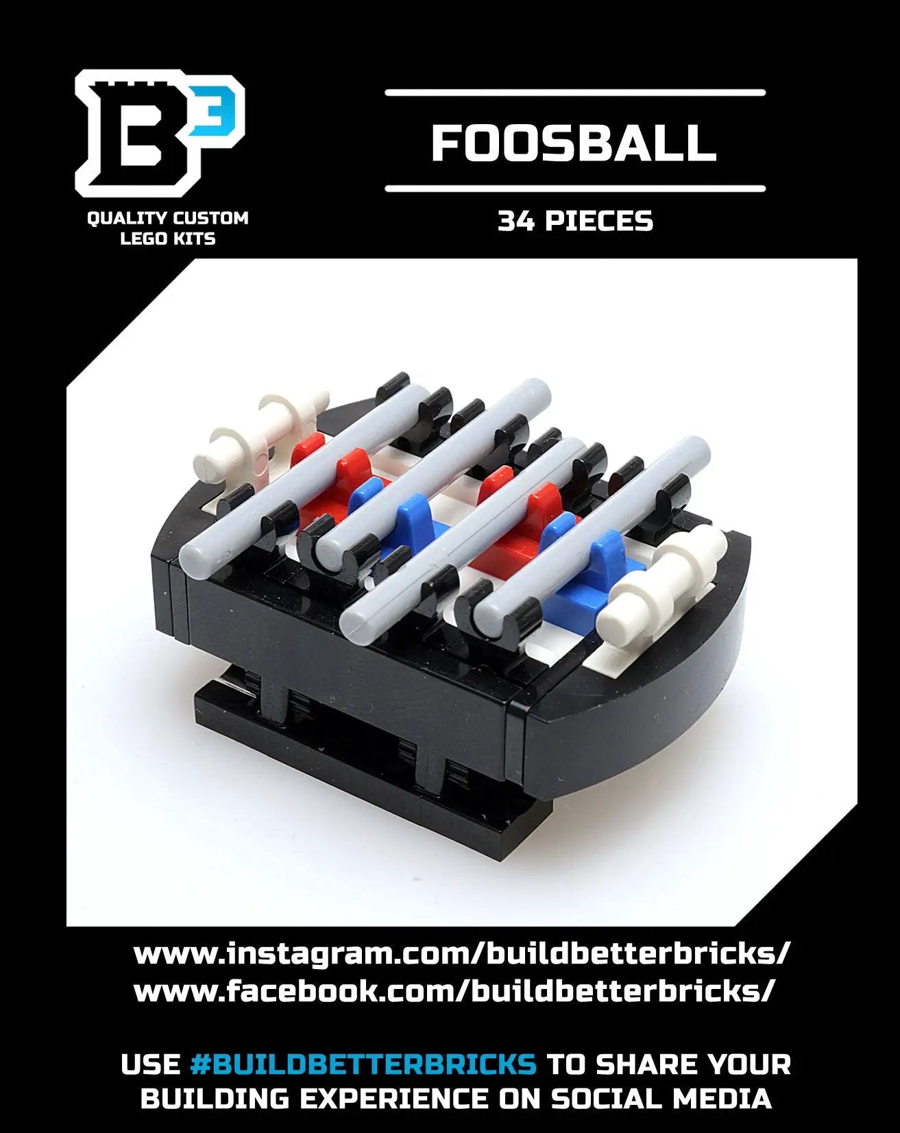 Foosball Table B3 Customs Arcade Building made using LEGO parts by B3 Customs