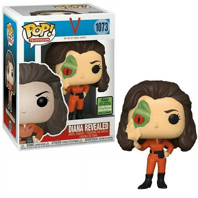Funko Pop! Television Diana Revealed #1073 figure, Spring Convention Exclusive, featuring a stylized vinyl collectible of Diana.