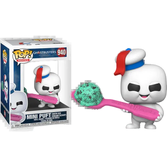 Funko Pop! vinyl figure of a ghost with a pink spoon and ice cream next to its packaging