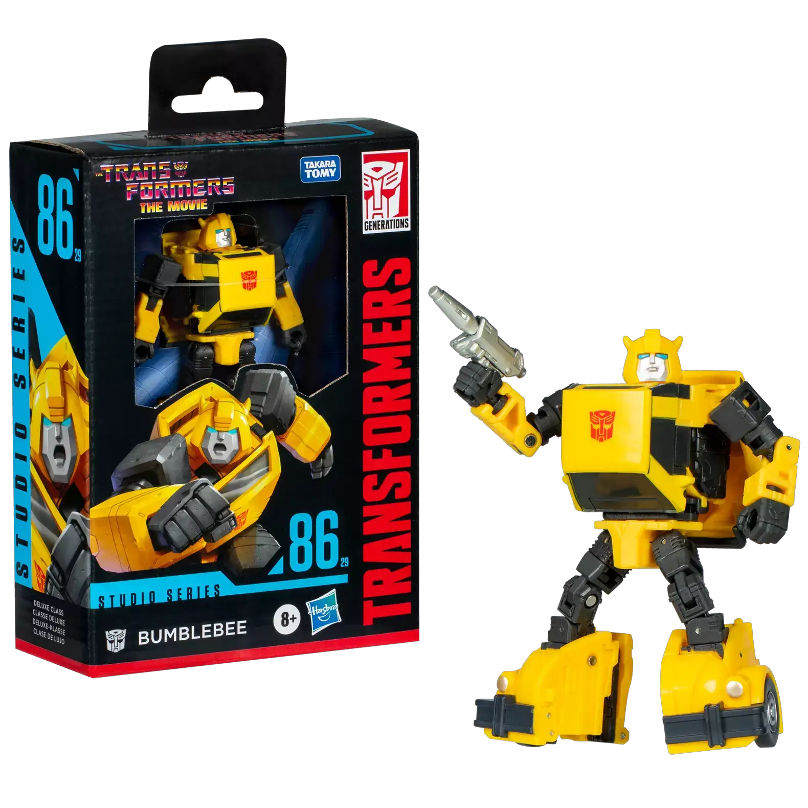 Transformers Studio Series Deluxe Bumblebee action figure from The Movie 86-29, detailed robot mode with vibrant yellow and black colors