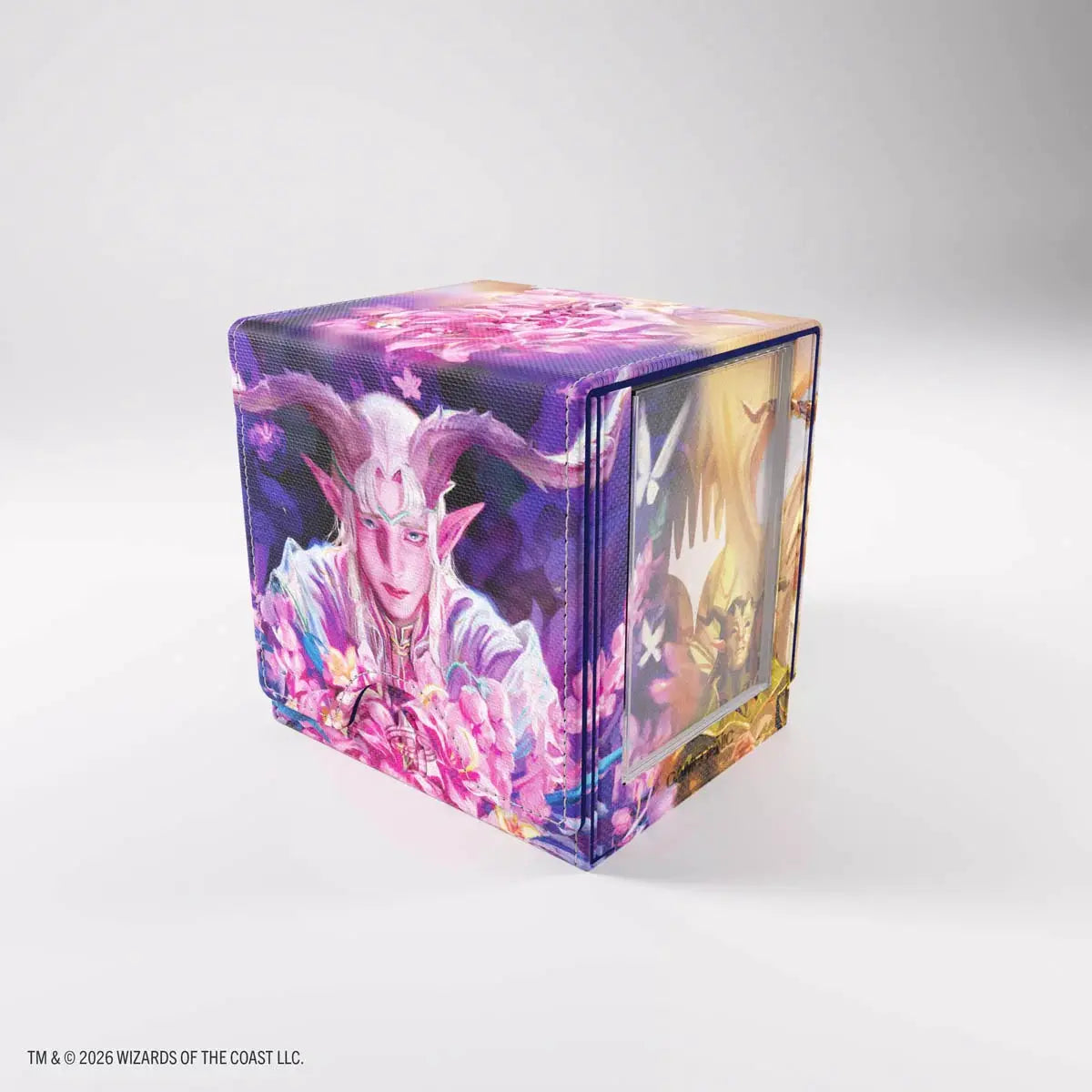 Magic: The Gathering Sidekick Pro 100+ XL card storage box by THE MIGHTY HOBBY SHOP, front view showing compartments and design.