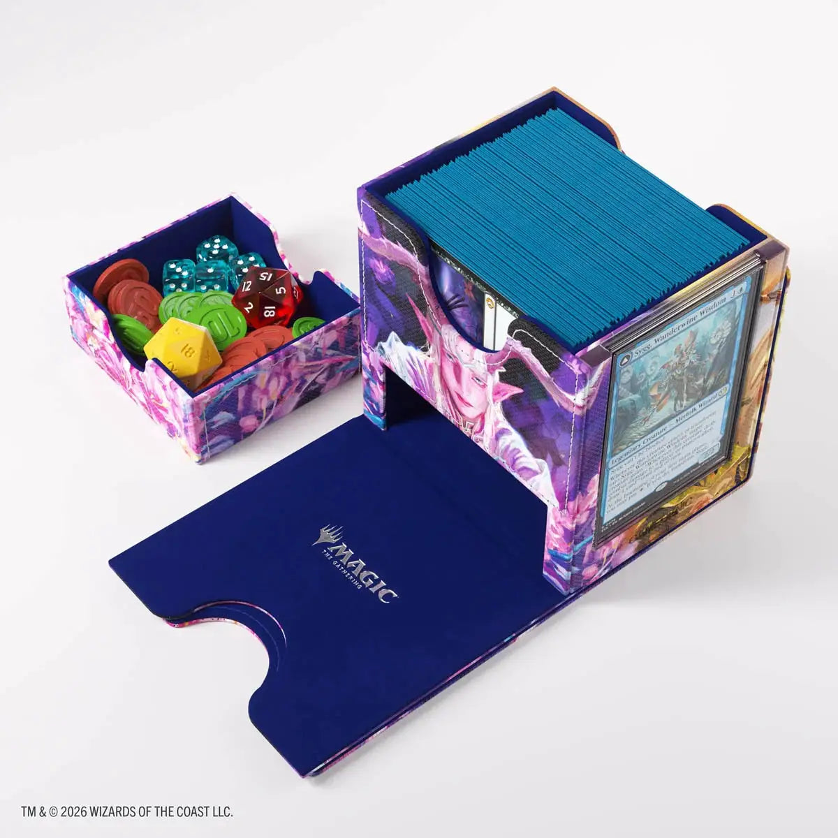 Magic: The Gathering Sidekick Pro 100+ XL deck box featuring Lorwyn Eclipsed Dawnhand Morcants artwork.