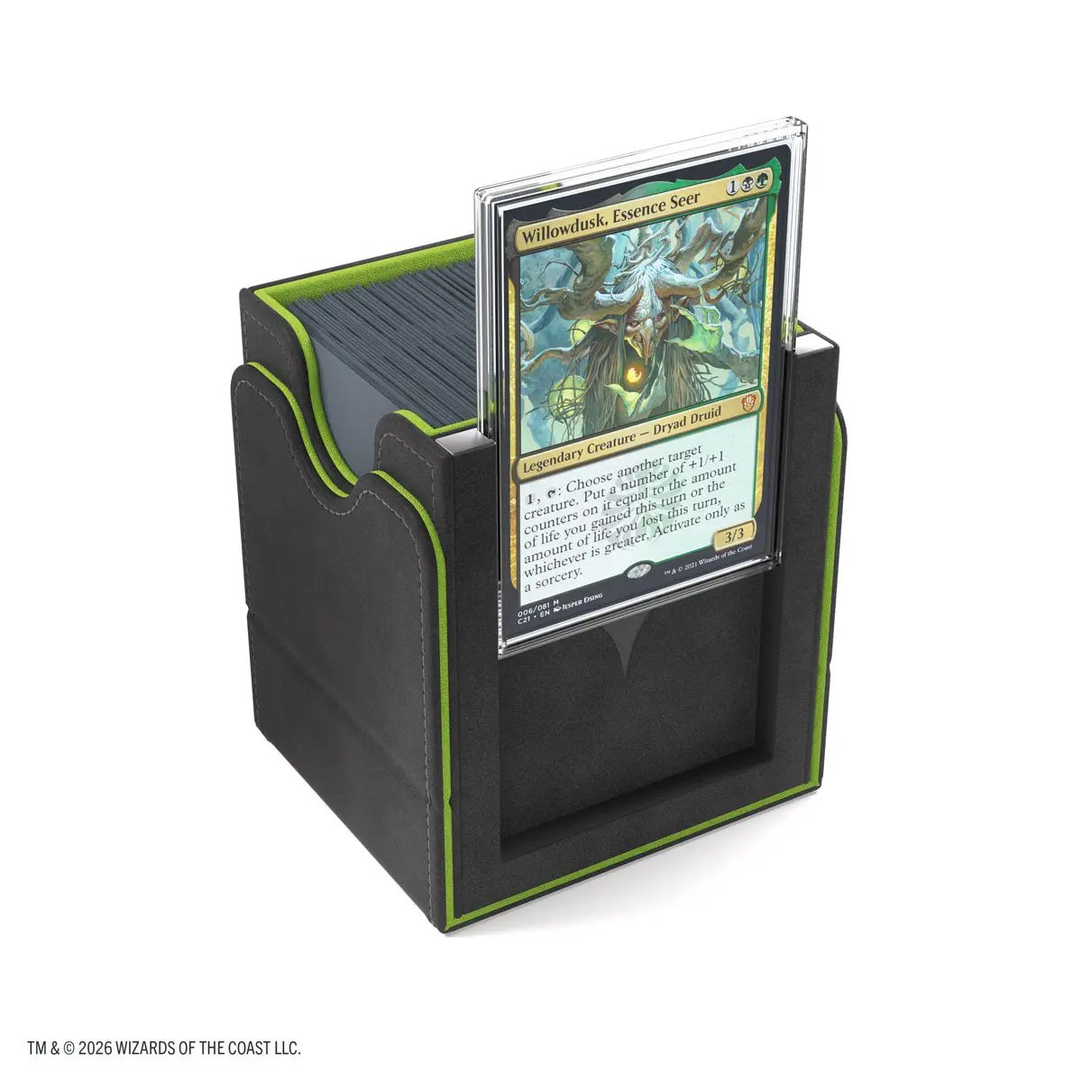 Magic: The Gathering Squire Plus 100+ XL Convertible card storage box, black with adjustable dividers and secure latch.