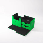 Gamegenic THE ACADEMIC 133+ XL gaming storage case in green and black with foam padding and sturdy handle.