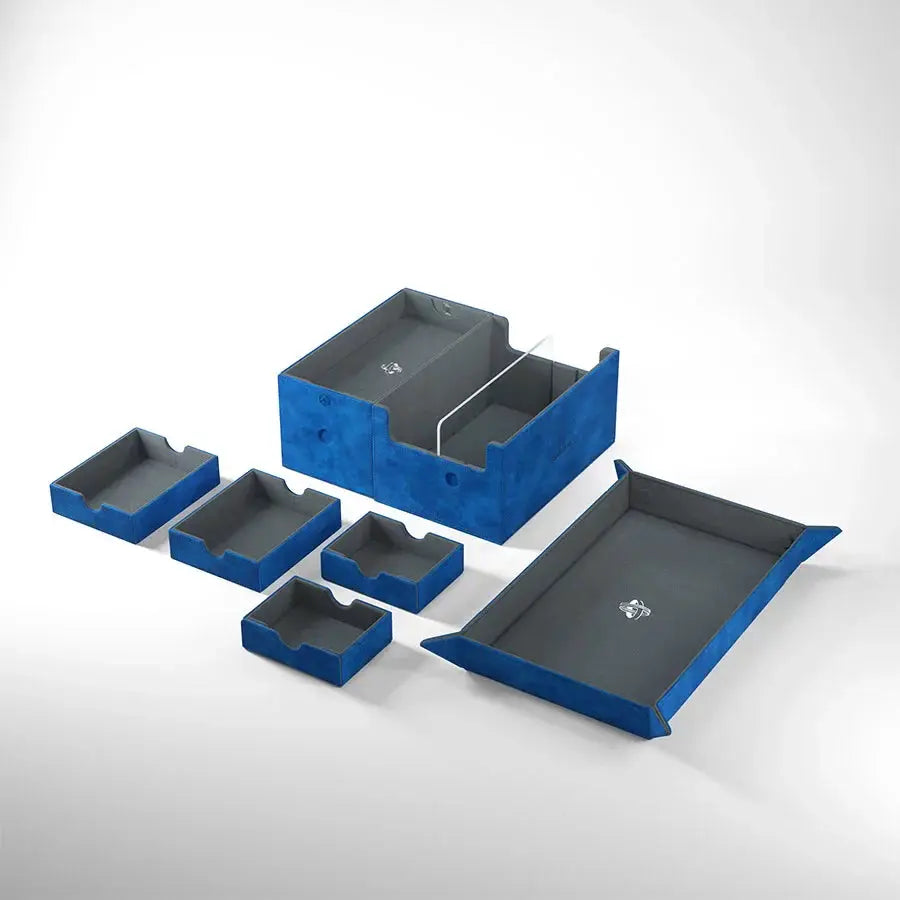Blue GAMES’ LAIR 600+ CONVERTIBLE gaming chair by THE MIGHTY HOBBY SHOP with ergonomic design and adjustable features.