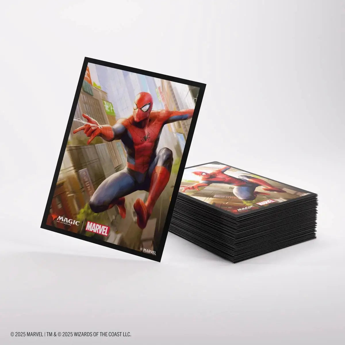 Magic: The Gathering Spider-Man Gamegenic Premium Art Sleeves featuring Spider-Man illustration for card protection.
