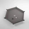 Gray hexagonal magnetic dice tray by Gamegenic, designed for tabletop gaming and dice organization.