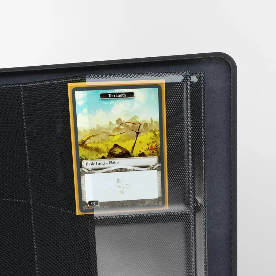 Black ZIP-UP album with 24 pockets by THE MIGHTY HOBBY SHOP, showing the closed zippered design and front label area.
