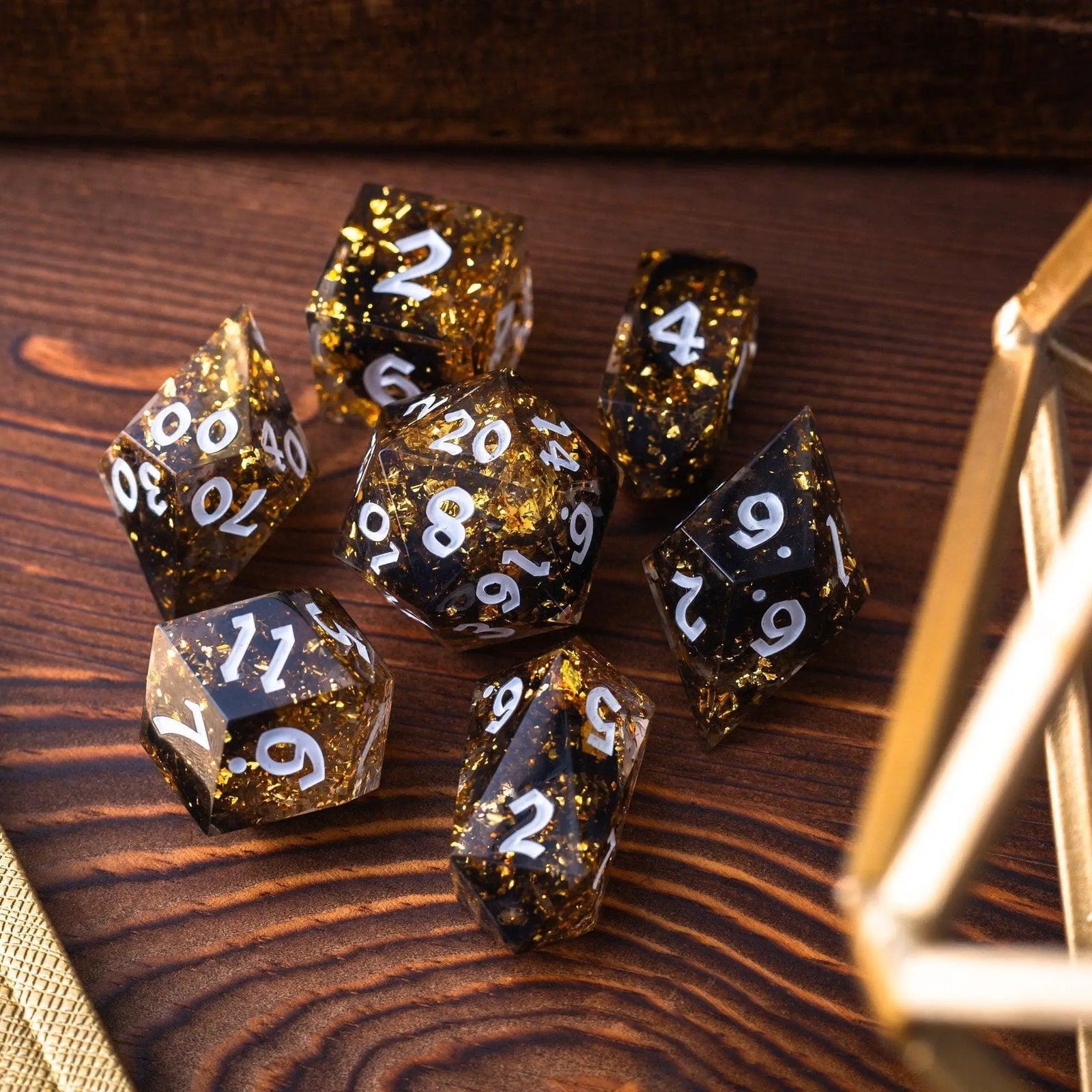 Gold Handmade Resin DND Dice Set by Runic Dice