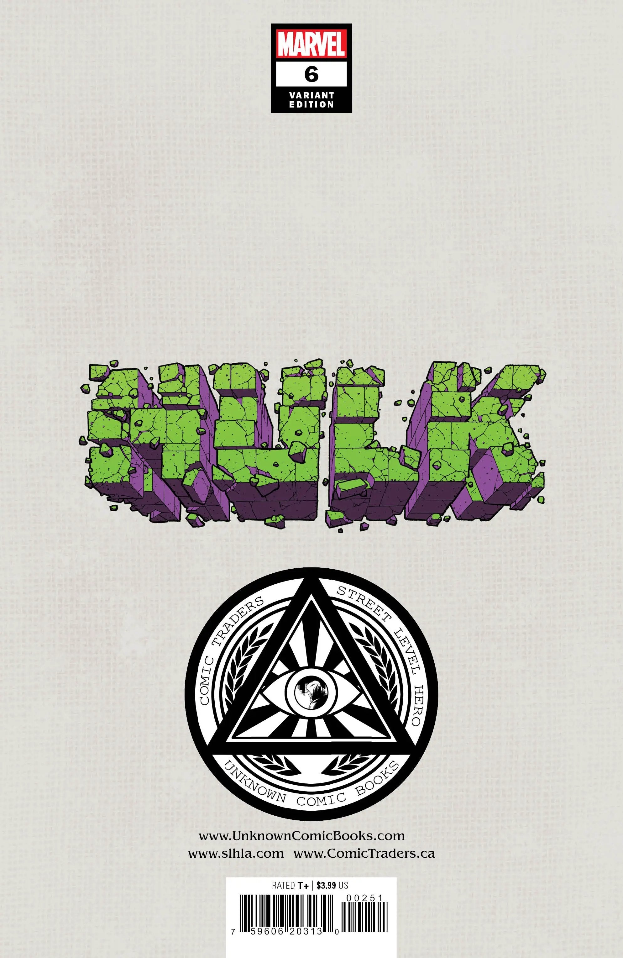Hulk 6 Unknown Comics Will Sliney Exclusive Var (04/20/2022) by Unknown Comic Books