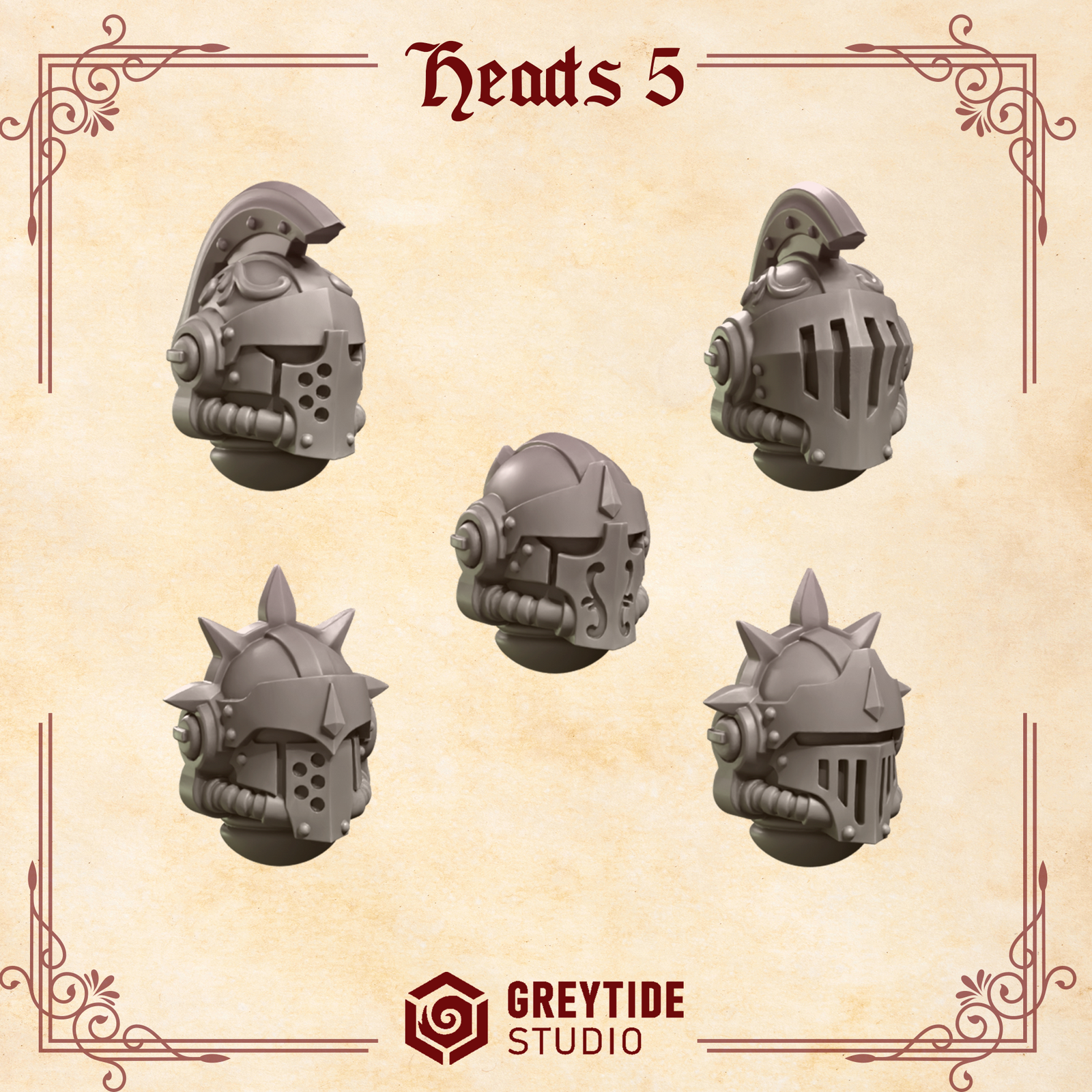 3d Printed Crimson Lords Heads #5 x10 by Greytide Studio