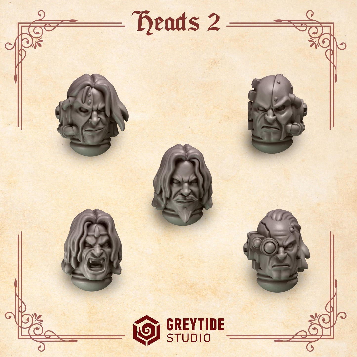 3d Printed Crimson Lords Heads #2 x10 by Greytide Studio