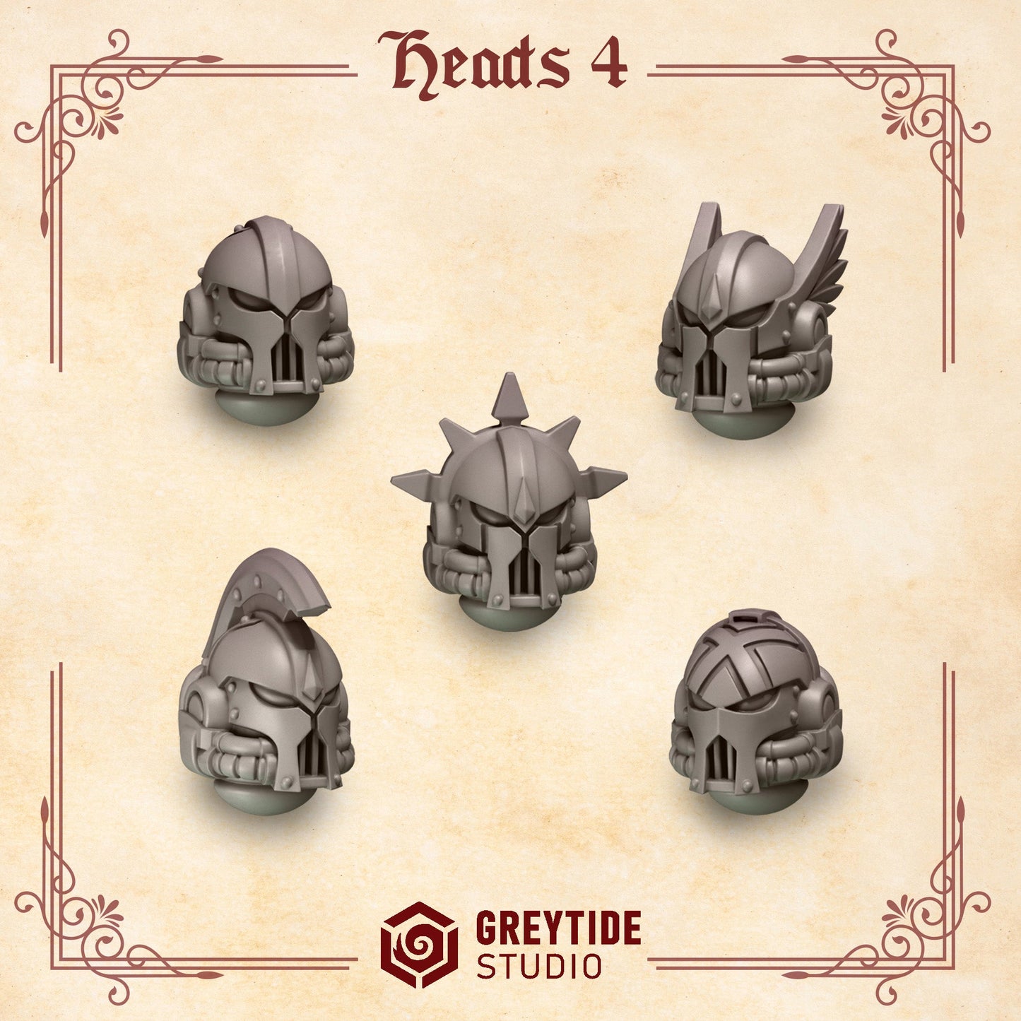 3d Printed Crimson Lords Heads #4 x10 by Greytide Studio
