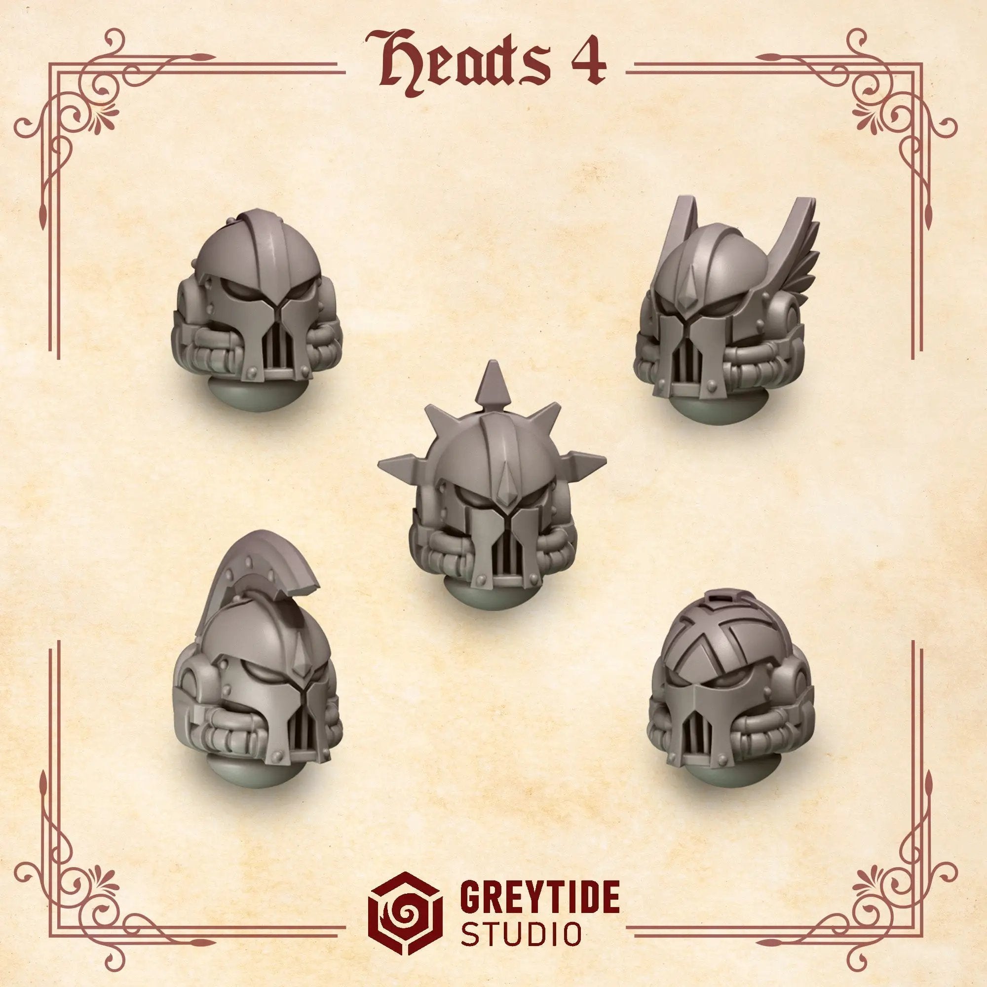 3d Printed Crimson Lords Heads #4 x10 by Greytide Studio