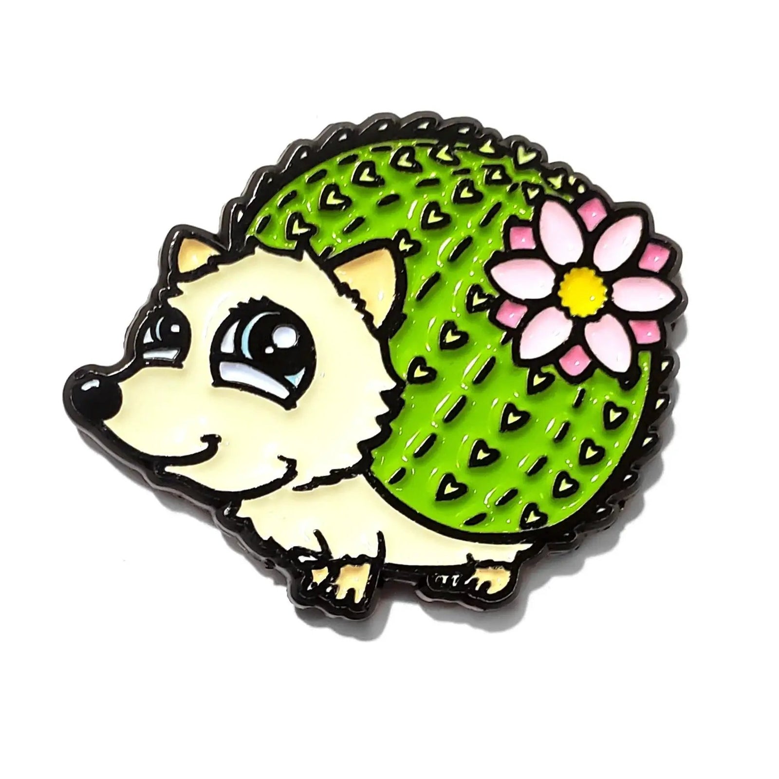 Kolorspun hedgehog pin featuring a cute, detailed hedgehog design perfect for accessorizing clothing or bags.