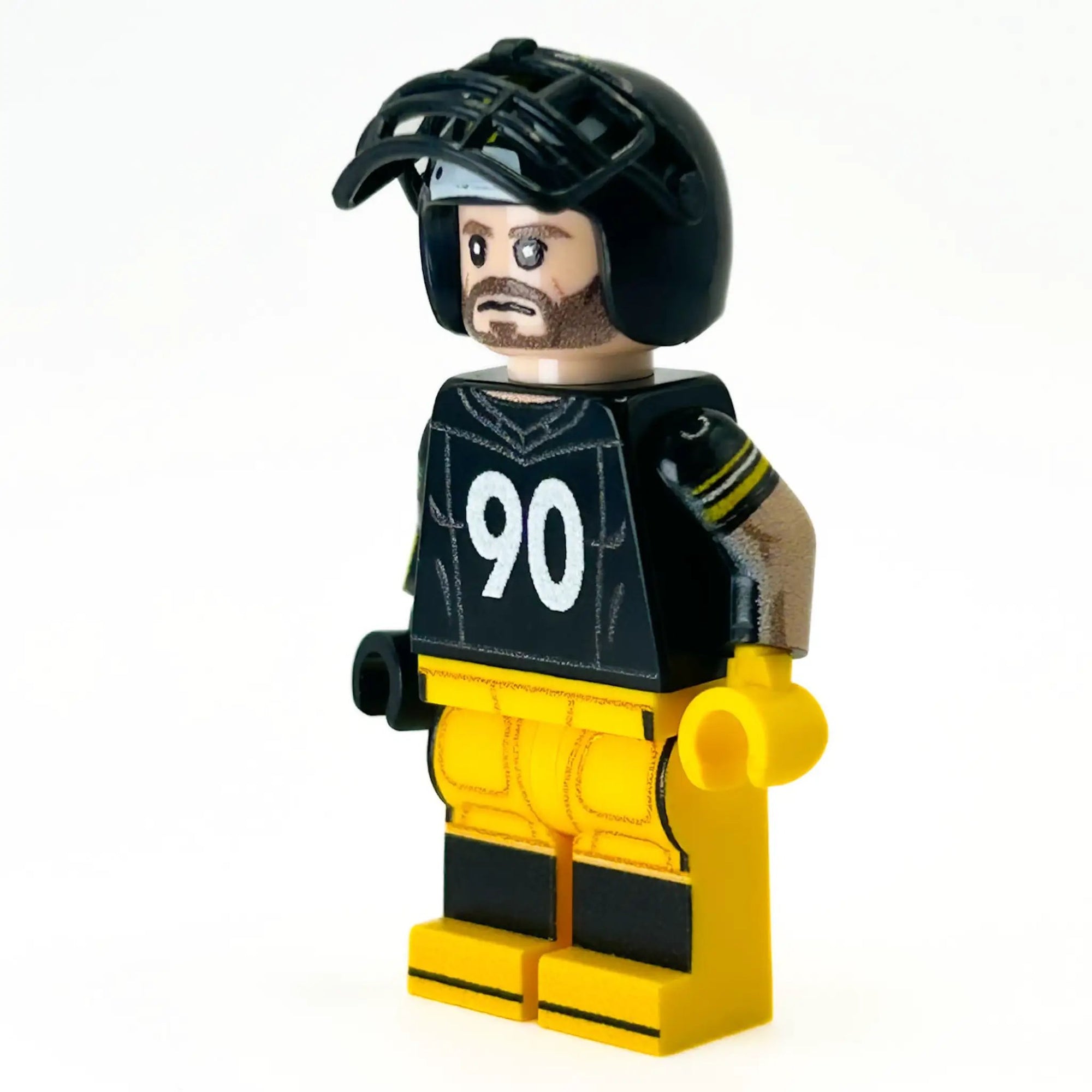 #90 LB Pittsburgh Football Player Minifig made using LEGO parts - B3 Customs by B3 Customs
