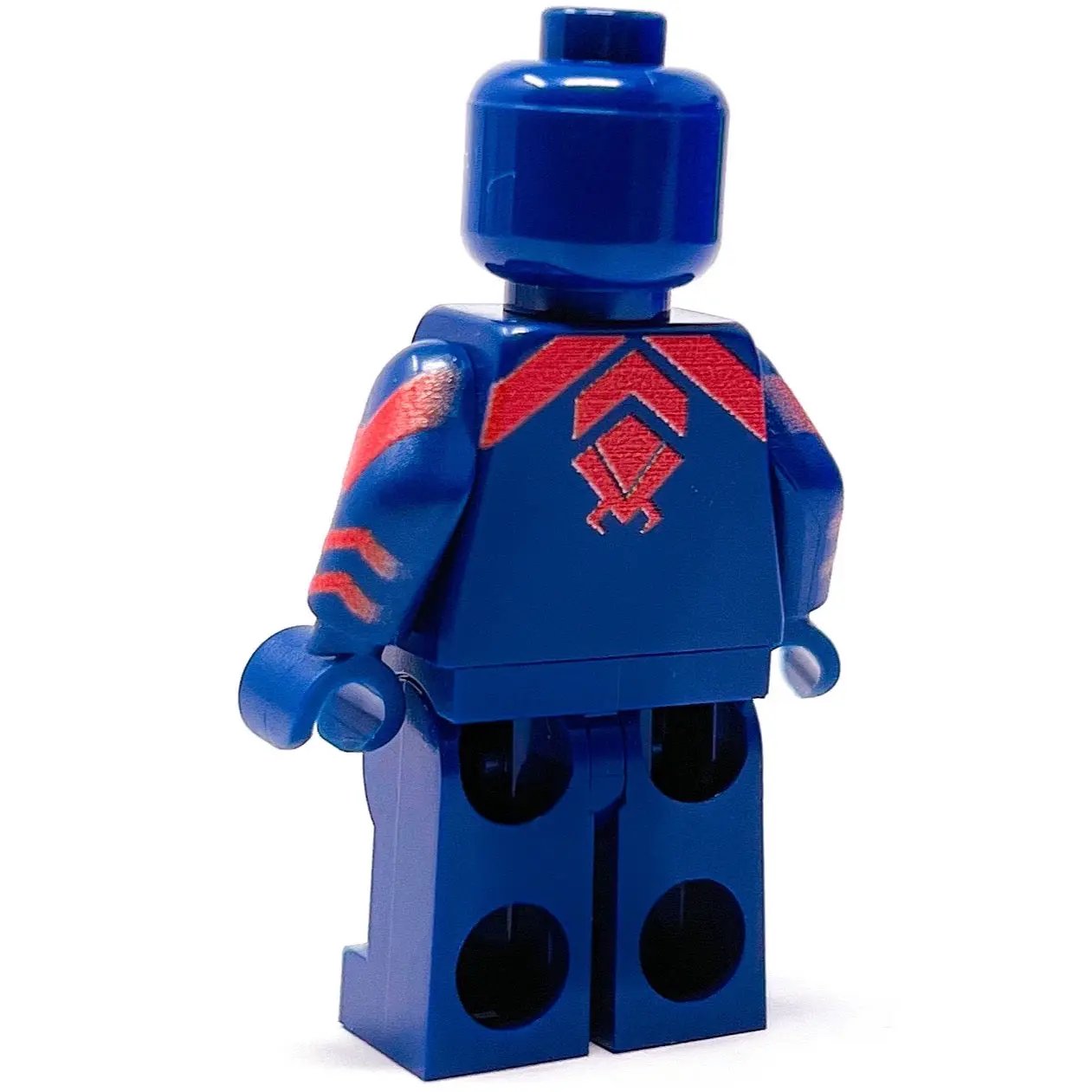 Spidey 2099 custom LEGO minifigure by B3 Customs, featuring detailed red and black Spider-Man costume with intricate design elements.