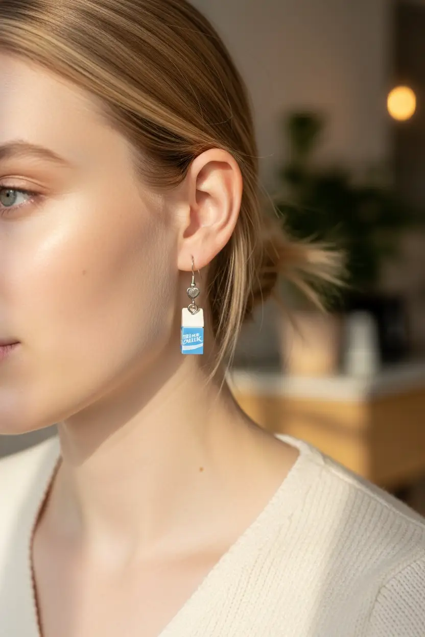 Blue Milk Brick Earrings by B3 Customs