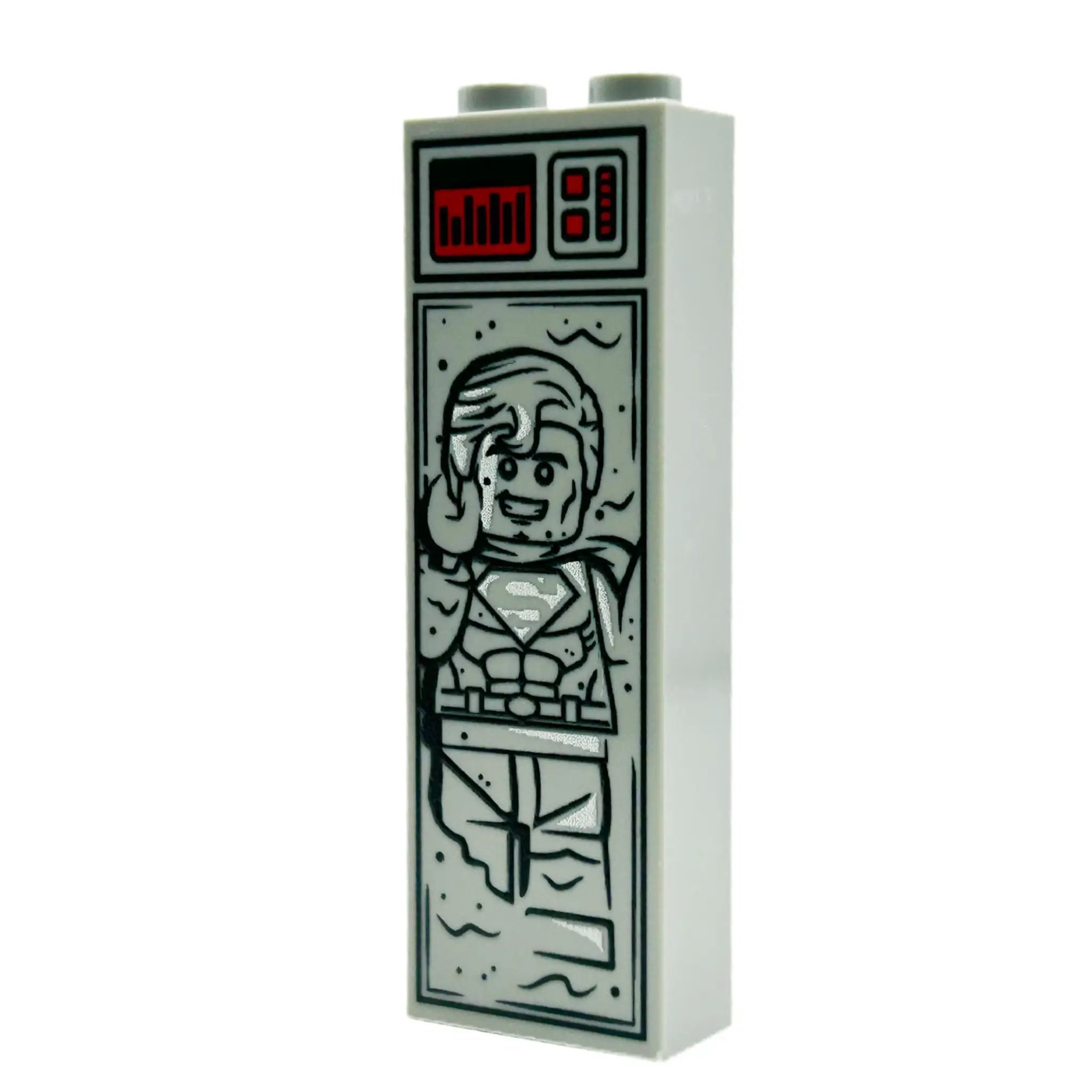 B3 Customs Man of Steel in Carbonite 1x2x5 brick showing detailed Superman figure encased in carbonite block.