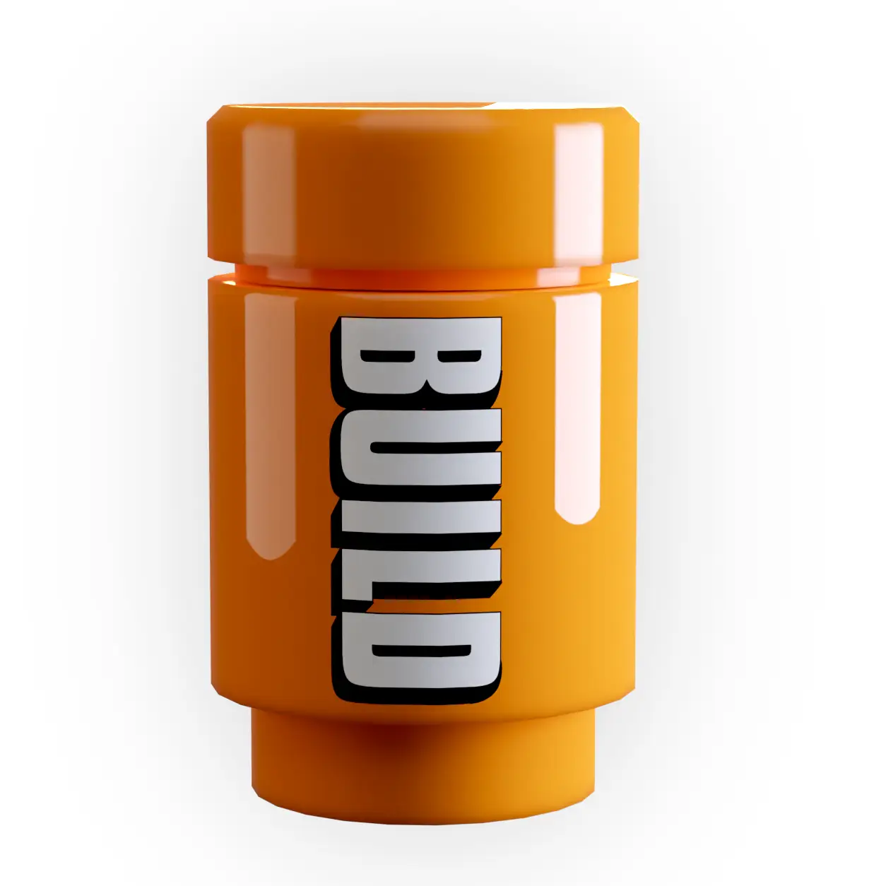 B3 Customs BUILD Energy Drink can in Orange Rush flavor, featuring bright orange design and bold branding on a white background