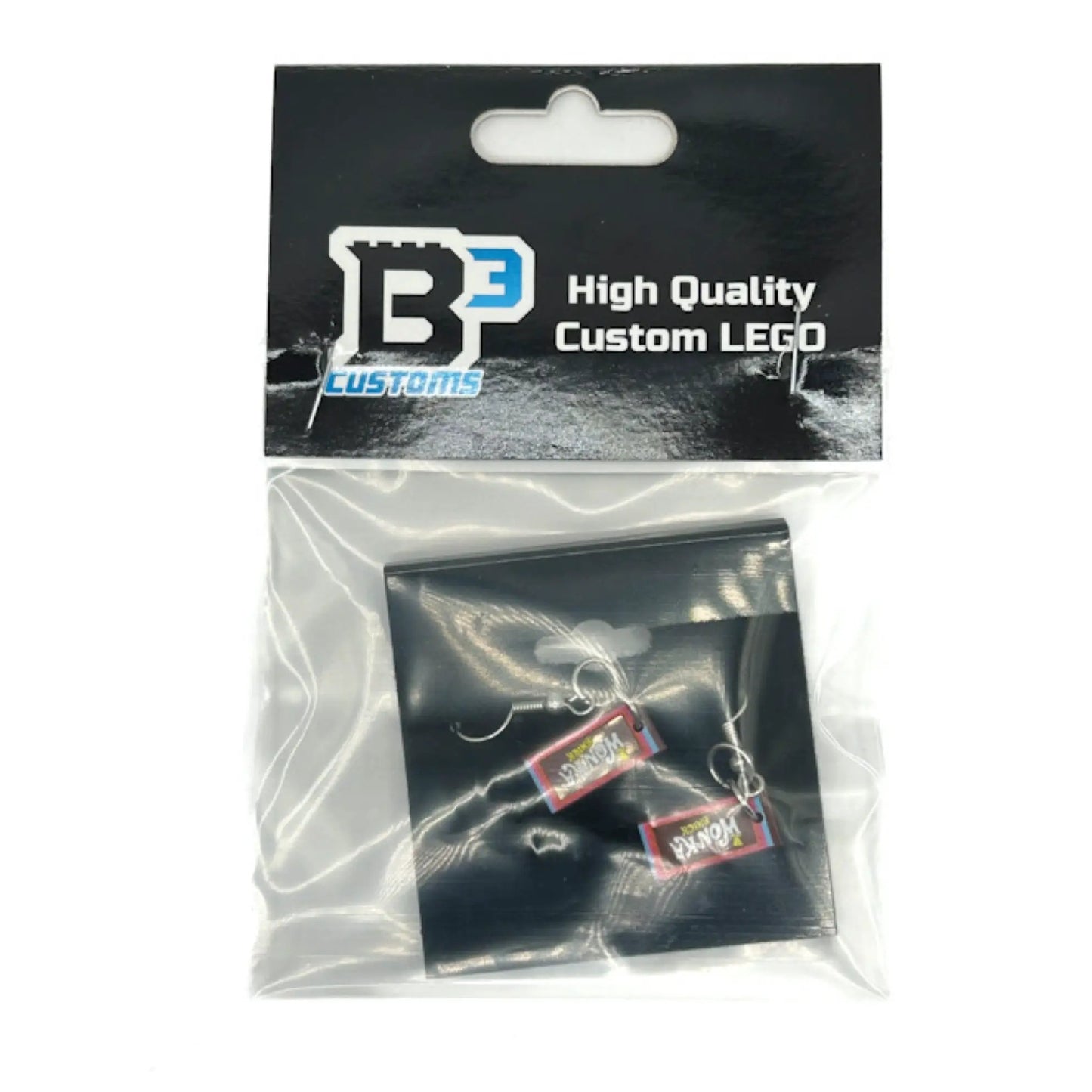 Wonka Bar Earrings made from LEGO parts - B3 Customs by B3 Customs