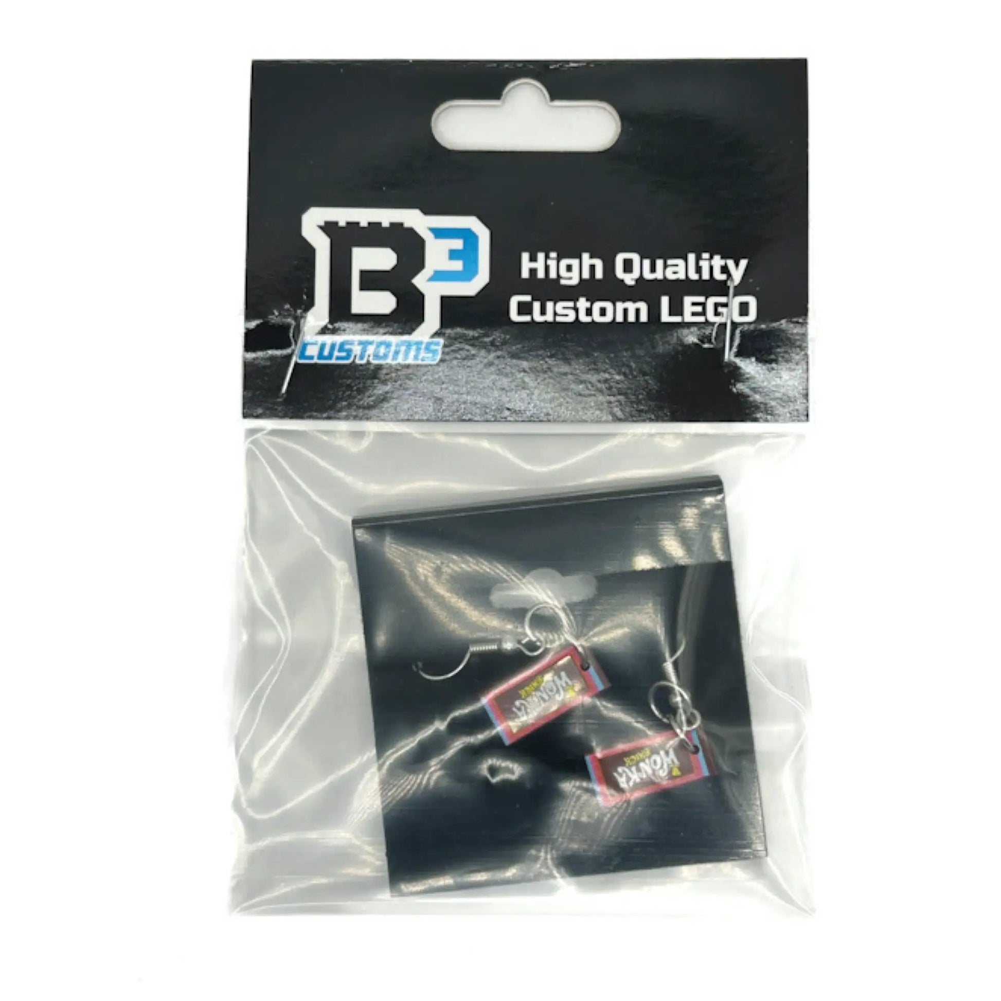 Wonka Bar Earrings made from LEGO parts - B3 Customs by B3 Customs