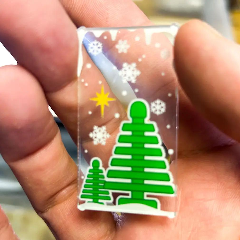 Classic Pine Tree Winter Village 4x6 Glass Window made with LEGO part - B3 Customs by B3 Customs