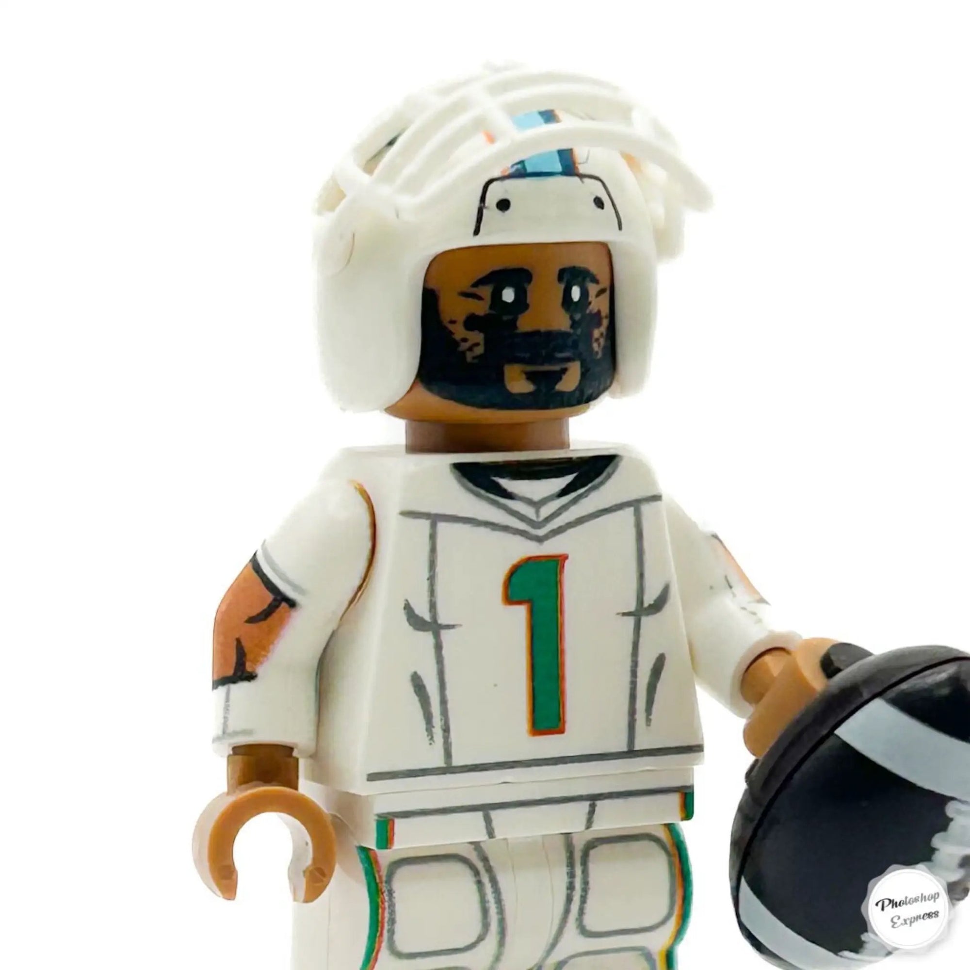 #1 QB Tua Dolphins Football Player Minifig - B3 Customs by B3 Customs