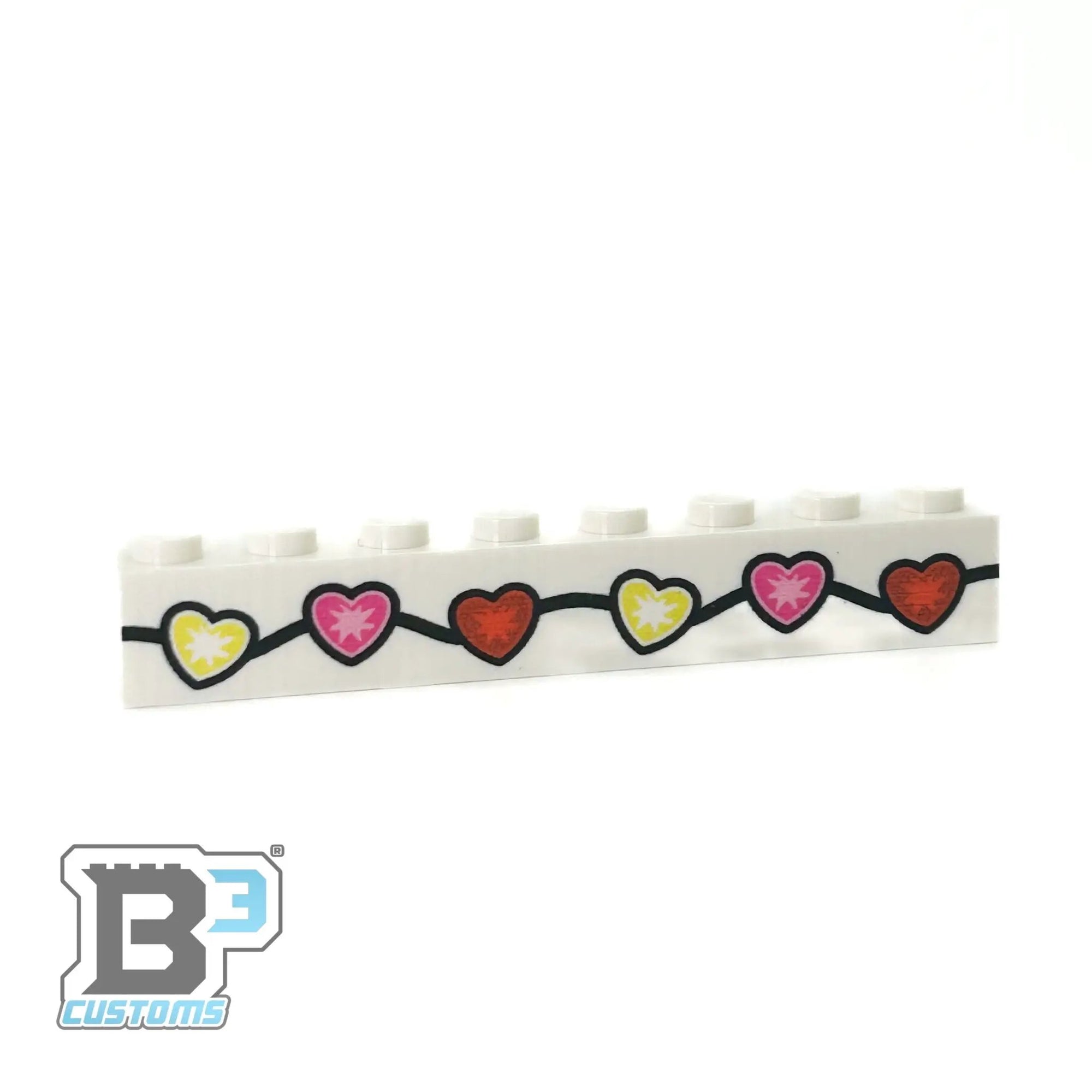 Valentine's Day Lights Custom Printed on 1x8 Brick - B3 Customs by B3 Customs