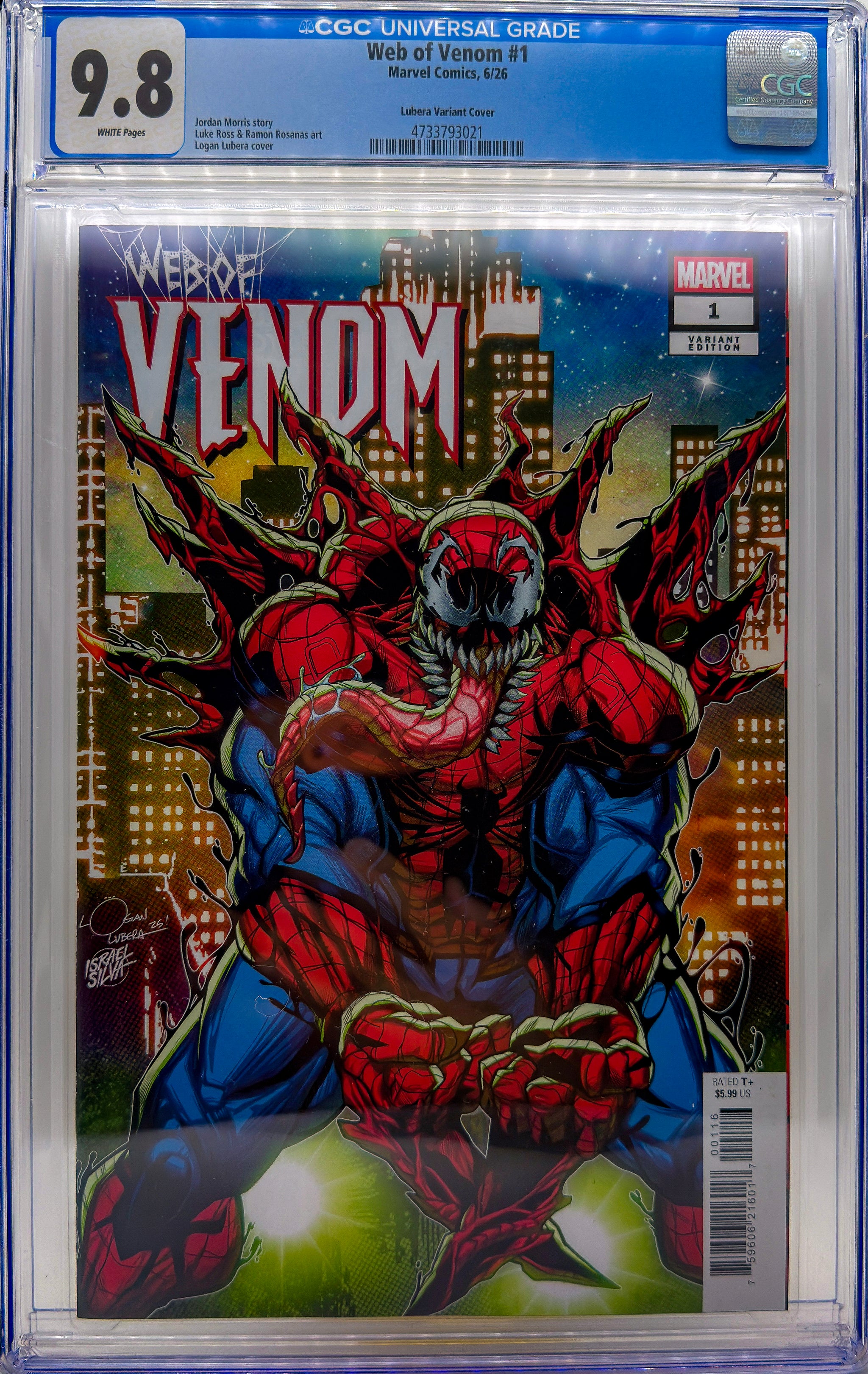 Web of Venom #1 CGC 9.8 Logan Lubera 1:25 Ratio Variant Marvel 2026 Boomerang
