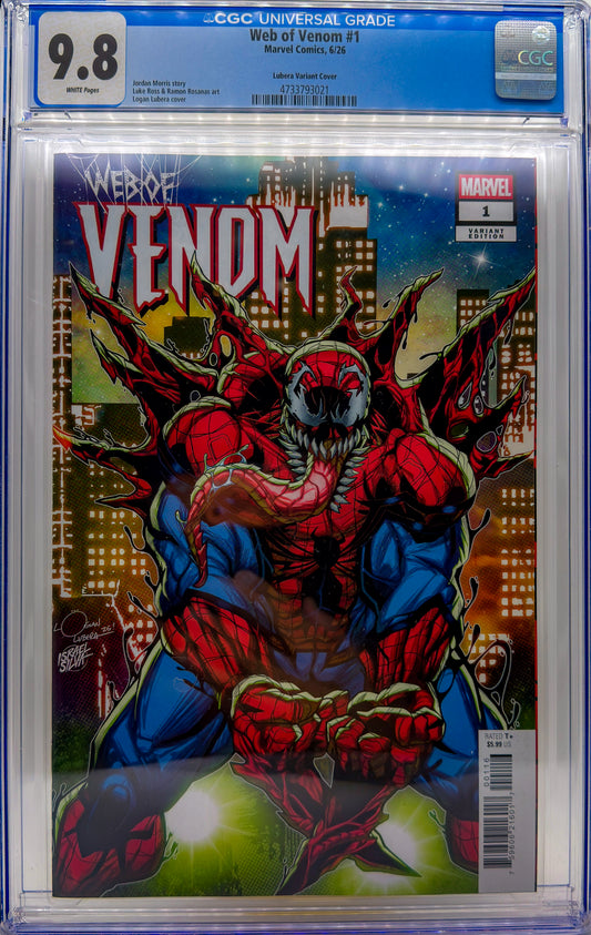 Web of Venom #1 CGC 9.8 Logan Lubera 1:25 Ratio Variant Marvel 2026 Boomerang