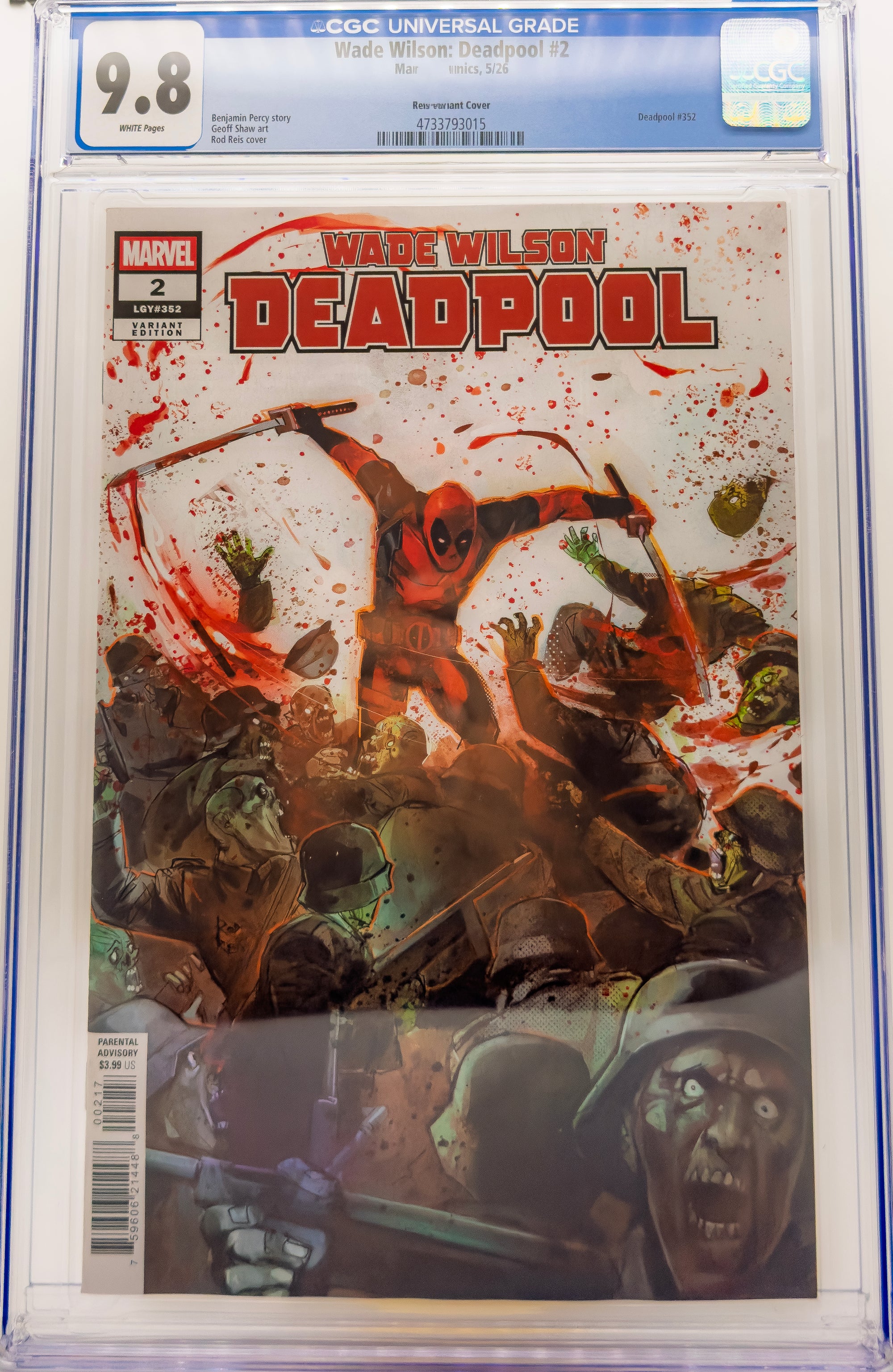 Wade Wilson: Deadpool #2 CGC 9.8 Rod Reis 1:25 Ratio Variant Marvel 2026 Percy