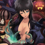 HARLEY QUINN X ELVIRA #2, RACHTA LIN VARIANT COVER B (CONNECTING COVER) by JAMS FORTRESS COMICS