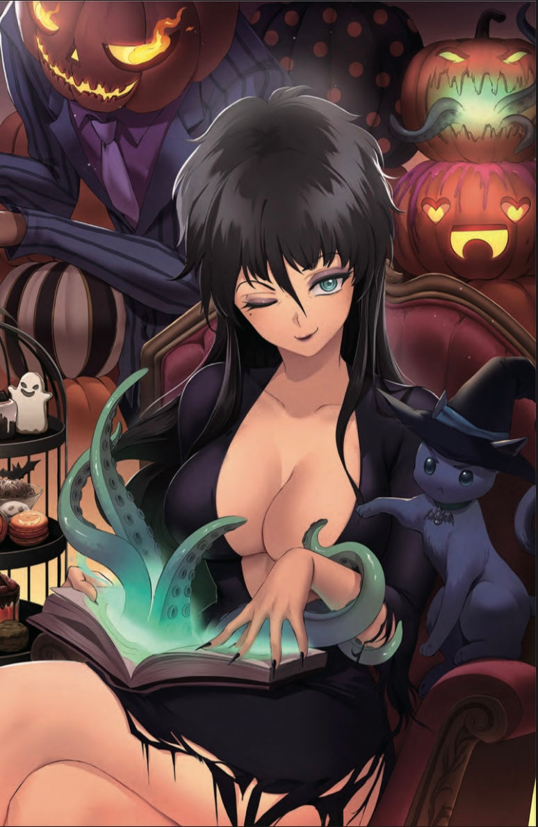 HARLEY QUINN X ELVIRA #2, RACHTA LIN VARIANT COVER B (CONNECTING COVER)