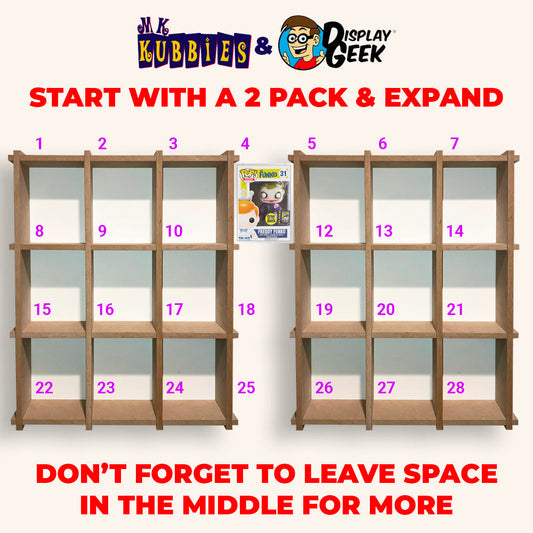 KUBBIE ULTRA (3x3) - In Box Display Case for Funko Pops, Wall Mountable & Stackable Pop Shelf (MDF Wood)