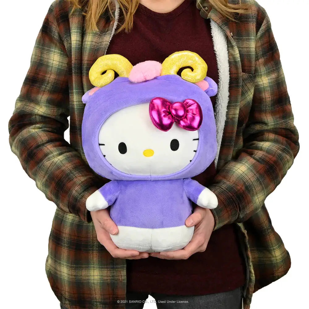 Kidrobot Hello Kitty Aries Zodiac plush toy, soft and collectible, featuring Hello Kitty in Aries star sign design.
