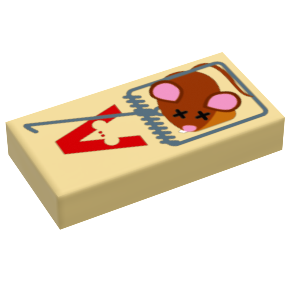 B3 Customs® Mouse Trap w/ Dead Mouse (1x2 Tile) made using LEGO part by B3 Customs