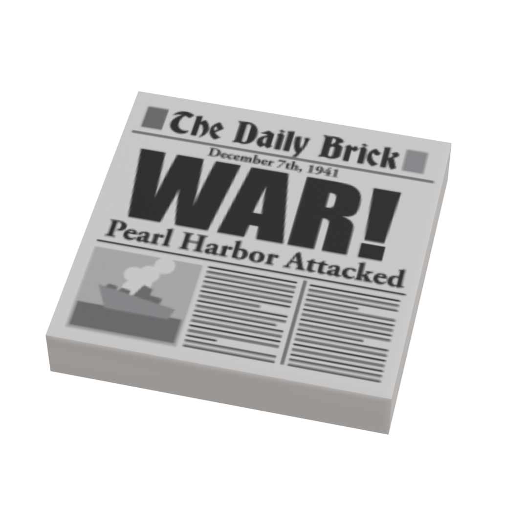 Pearl Harbor Attack WW2 Newspaper (2x2 Tile) made using LEGO part by B3 Customs