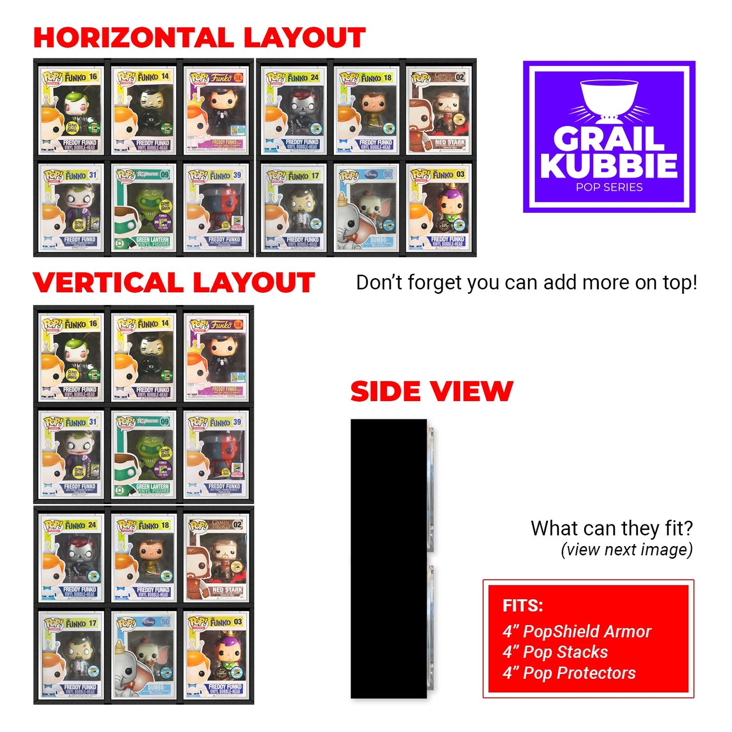 GRAIL KUBBIE BROWN (3x2) - In Box Display Case for Funko Pops in Acrylic Pop Shield Armor (Cardboard)