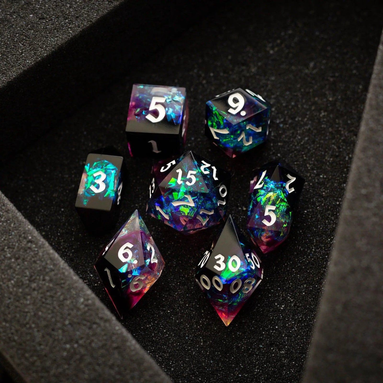 Lightning Handmade Resin DND Dice Set by Runic Dice