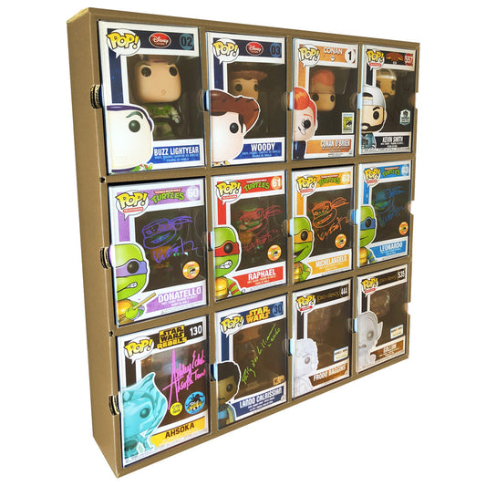 KUBBIE ECO BROWN (3x4) - In Box Display Case for Funko Pops, Wall Mountable & Stackable Pop Shelf (Cardboard)