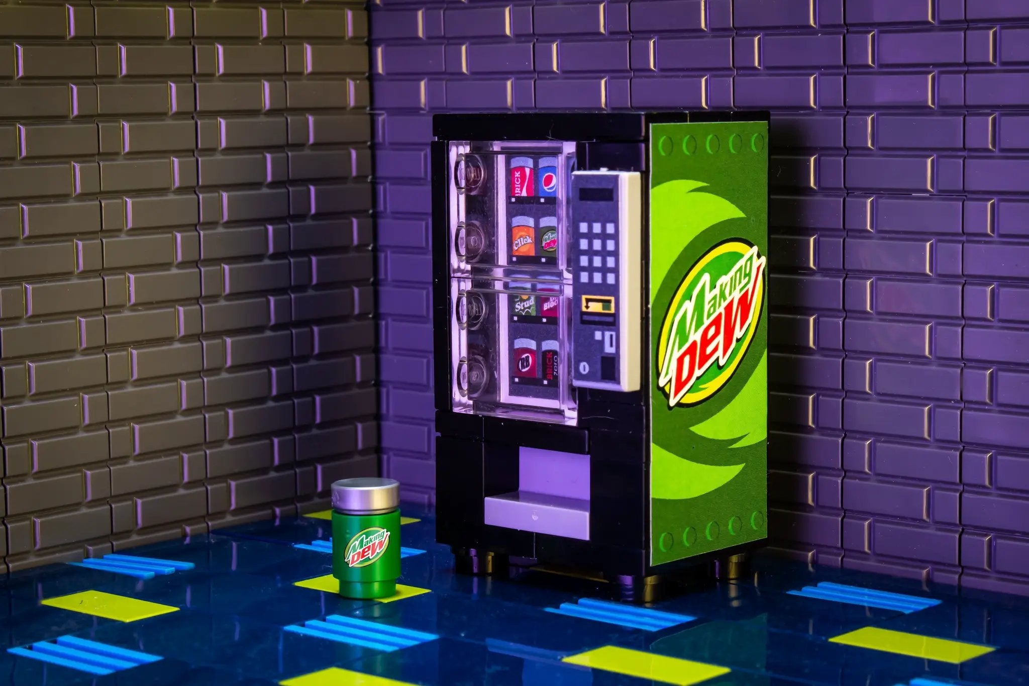 Making Dew - B3 Customs Soda Vending Machine made using LEGO parts by B3 Customs