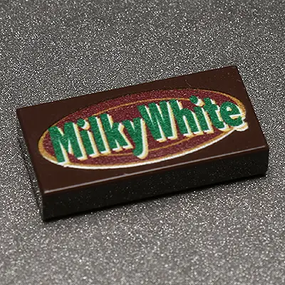 Milky White - B3 Customs® Printed 1x2 Tile made using LEGO parts by B3 Customs