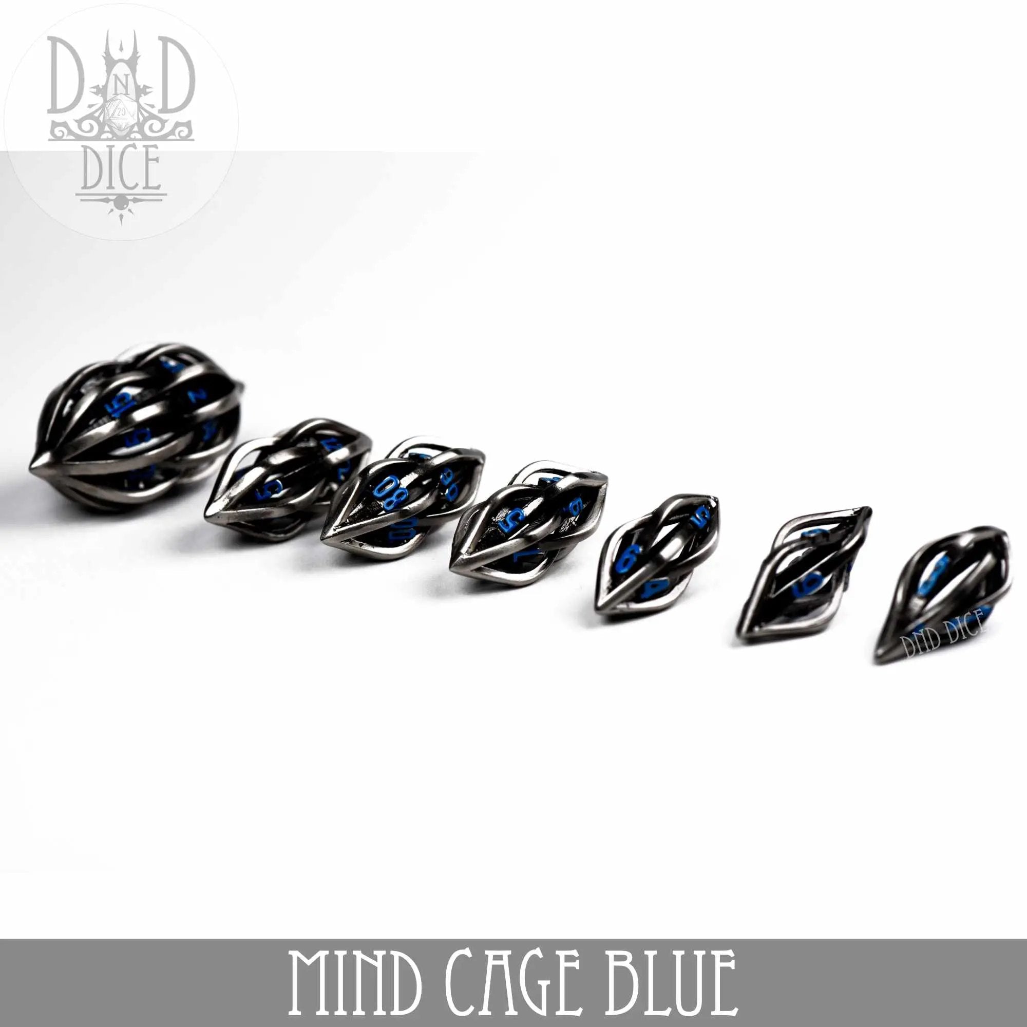 Mind Cage Blue - Metal Dice Set (Gift Box) by DNDDICE.COM