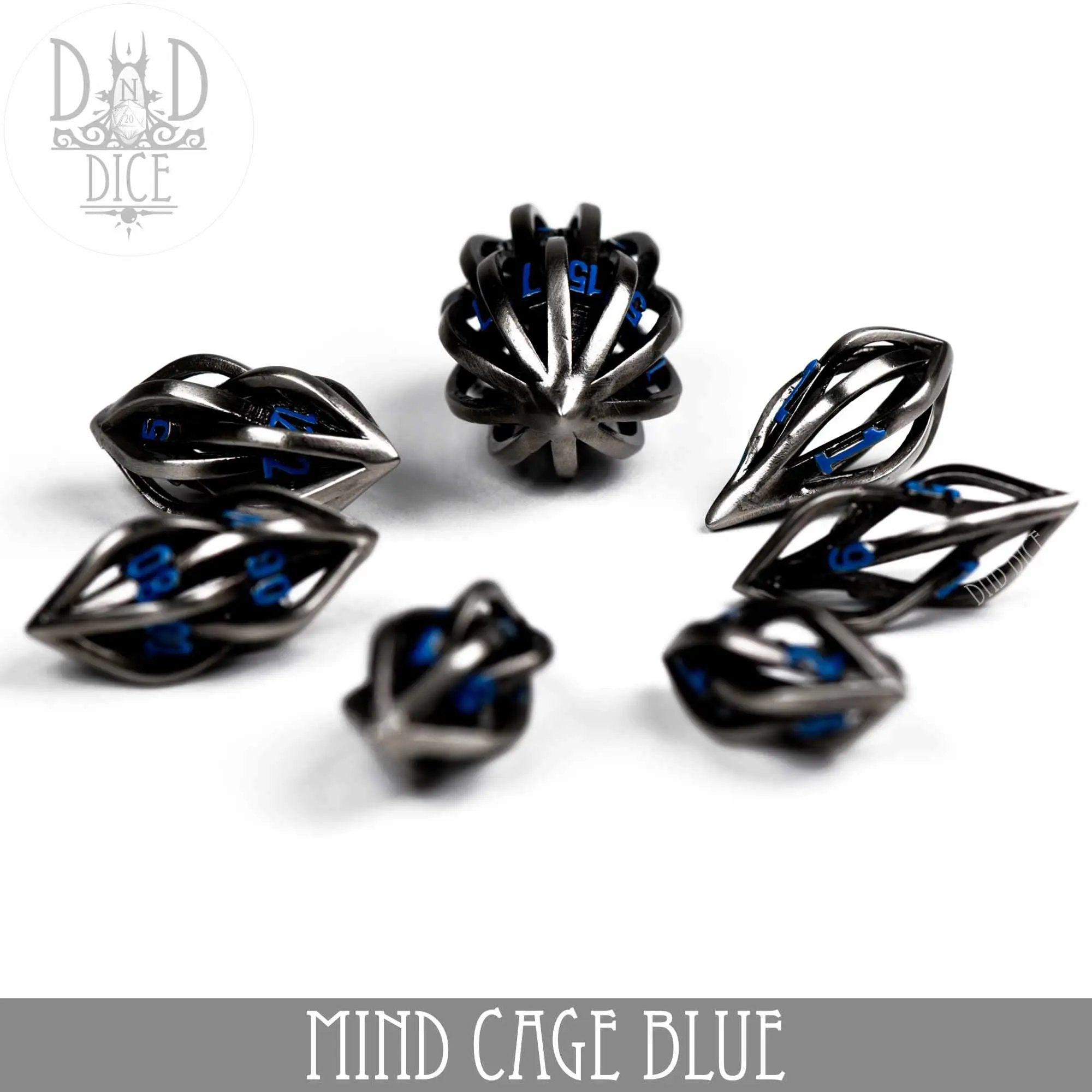 Mind Cage Blue - Metal Dice Set (Gift Box) by DNDDICE.COM