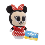 Soft plush Minnie Mouse from Disney Mickey and Friends collection by THE MIGHTY HOBBY SHOP, featuring detailed stitching and bright colors.