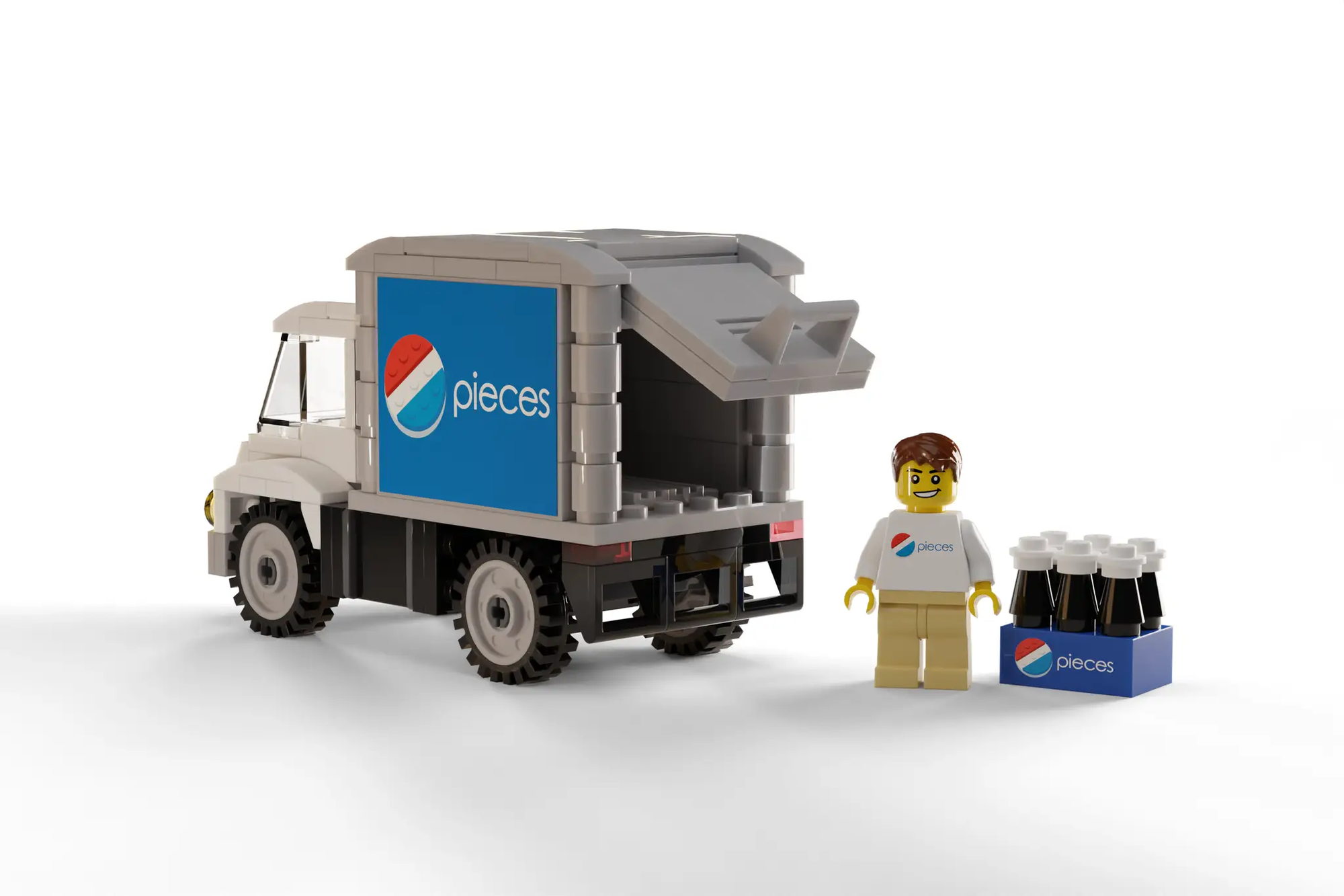 Pieces Soda Delivery Truck with Minifig by B3 Customs